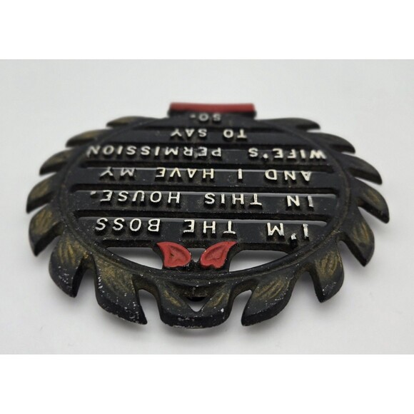 Vintage Trivet Retro Kitchen Hot Plate Funny Decor “I’m The Boss With Wife’s Pe - Picture 4 of 10